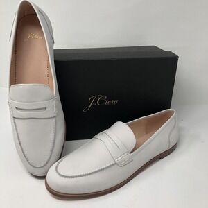 J.Crew Shoes‎ Womens Size 12 White Ryan Penny Loafer Leather Slip-On Dress H8200
